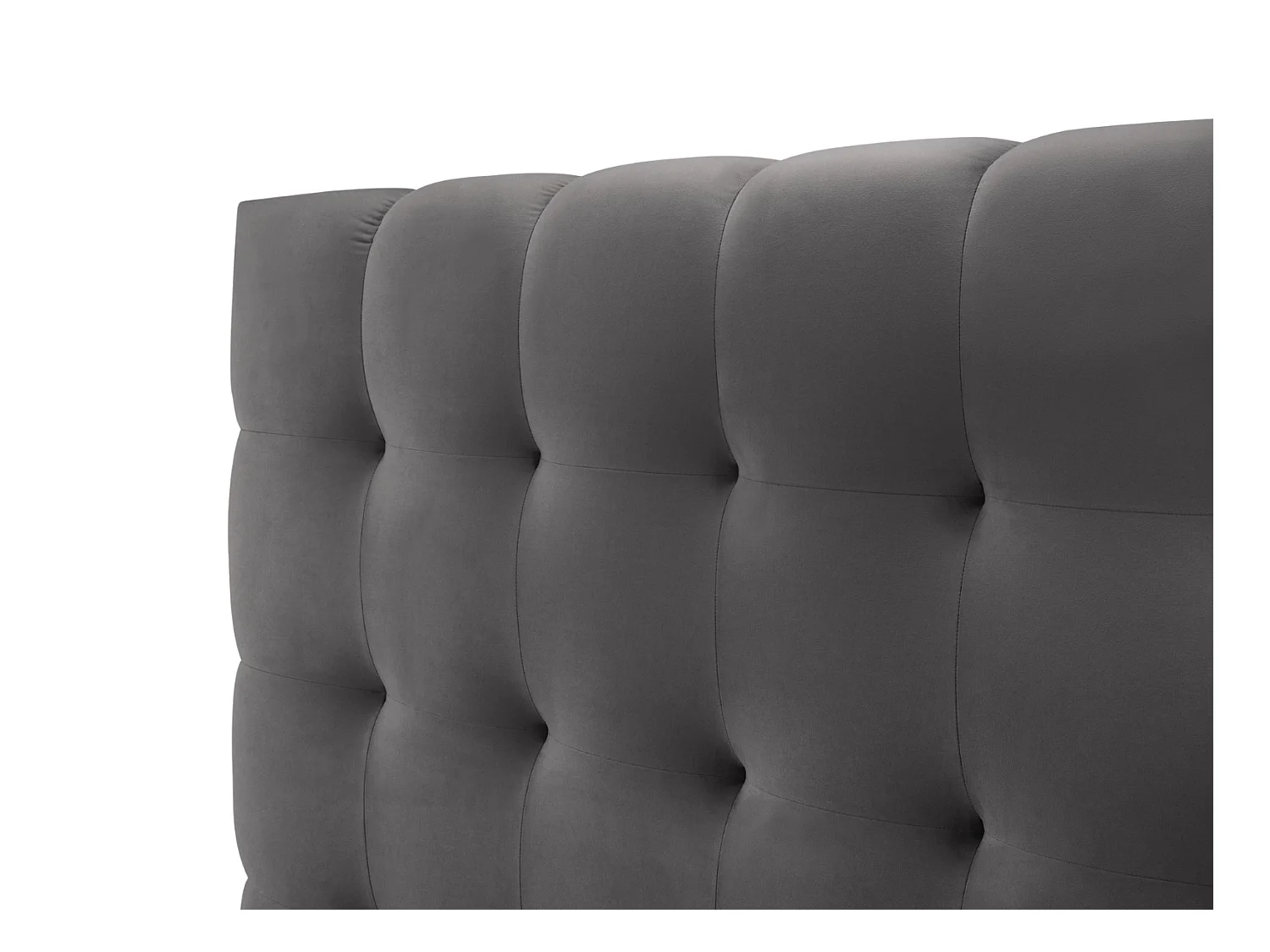 Cosmopolitan Design - Lit coffre avec tête de lit double "Bali" 140x200cm en velours gris - 230x200x100cm