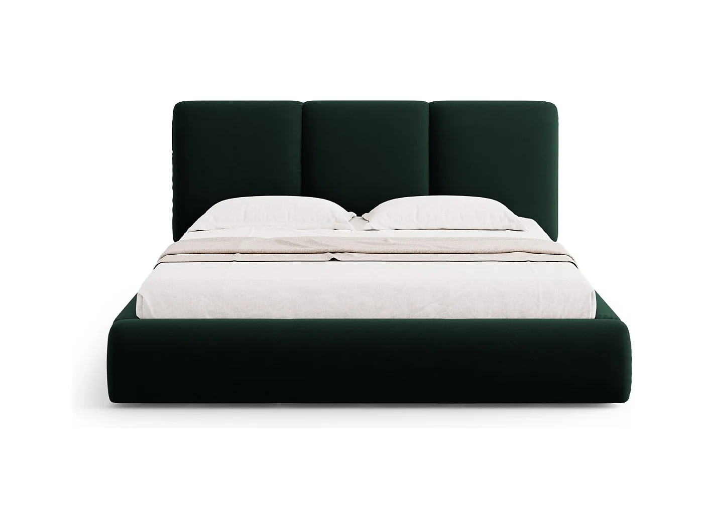 Cosmopolitan Design - Opbergbed met hoofdeinde "Nicolas" 180x200cm, Flueel, Flessengroen - 220x200x100cm