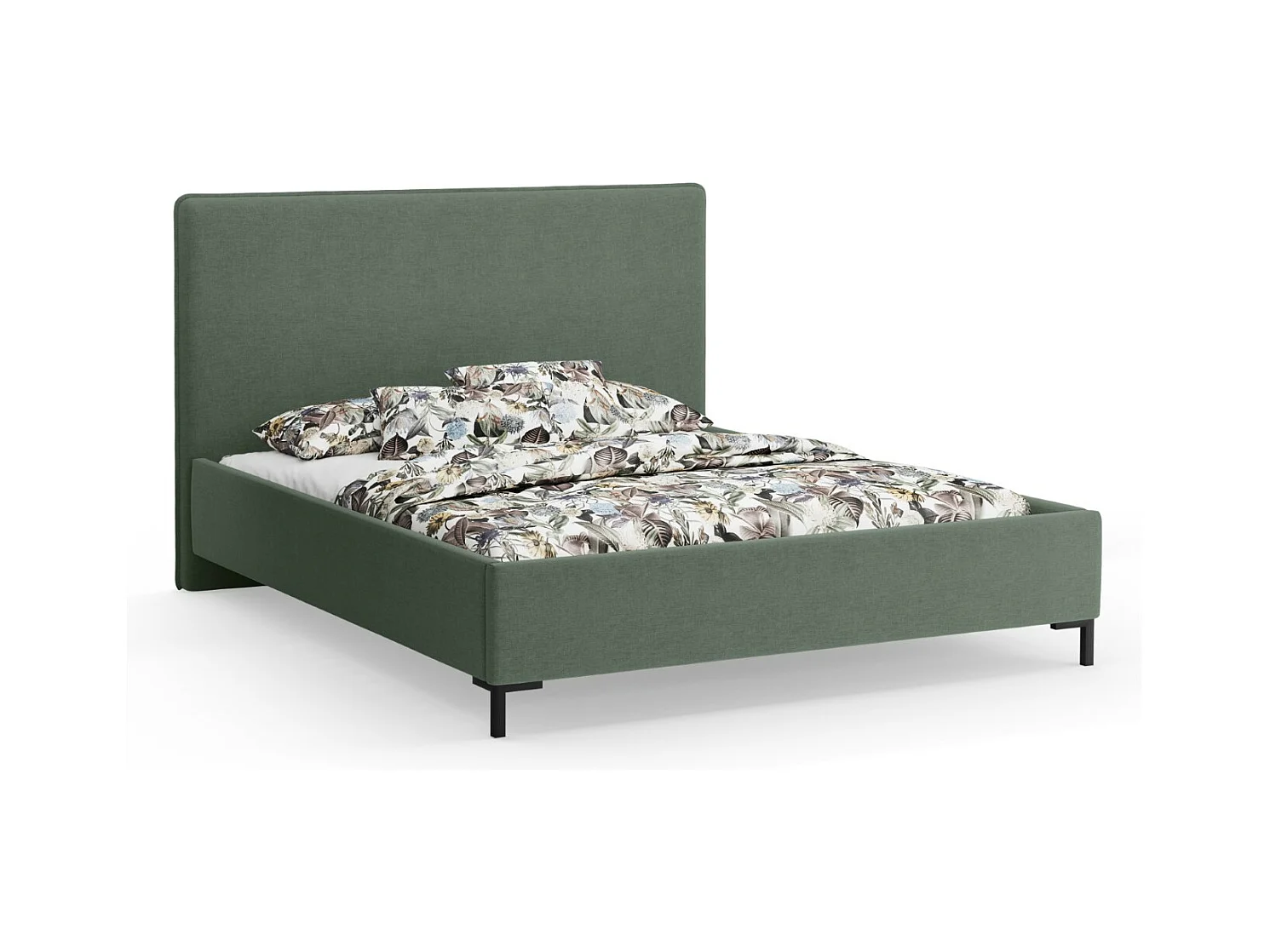 CXL by Christian Lacroix - Lit coffre avec tête de lit "Polly" 180x200cm en chenille vert mousse - 220x190x120cm