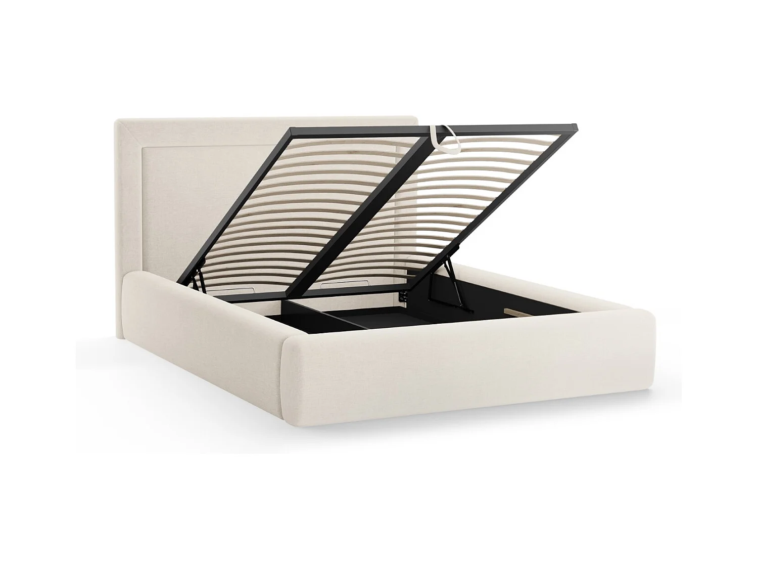 CXL by Christian Lacroix - Opbergbed met hoofdeinde "Valerie" 200x200cm, Chenille, Lichtbeige - 230x225x120cm