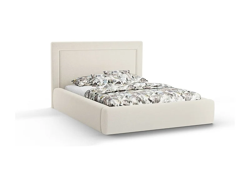 CXL by Christian Lacroix - Lit coffre avec tête de lit "Valerie" 200x200cm en chenille beige clair - 230x225x120cm