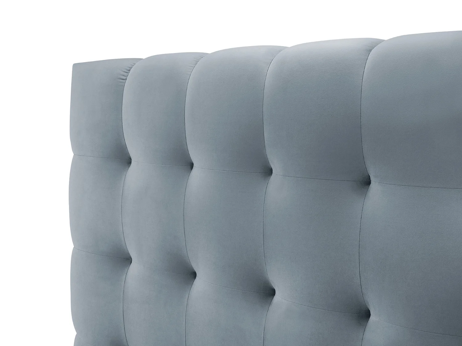 Cosmopolitan Design - Opbergbed met dubbel hoofdbord "Bali" 140x200cm, Flueel, Lichtblauw - 230x200x100cm