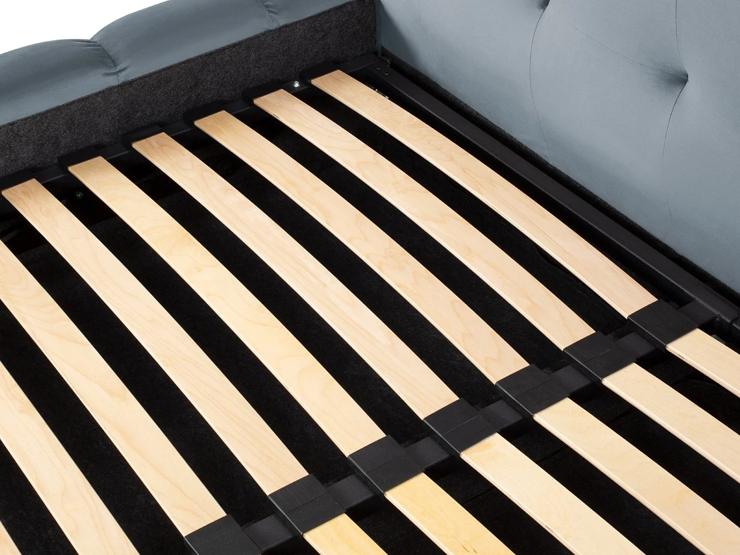 Cosmopolitan Design - Opbergbed met dubbel hoofdbord "Bali" 140x200cm, Flueel, Lichtblauw - 230x200x100cm