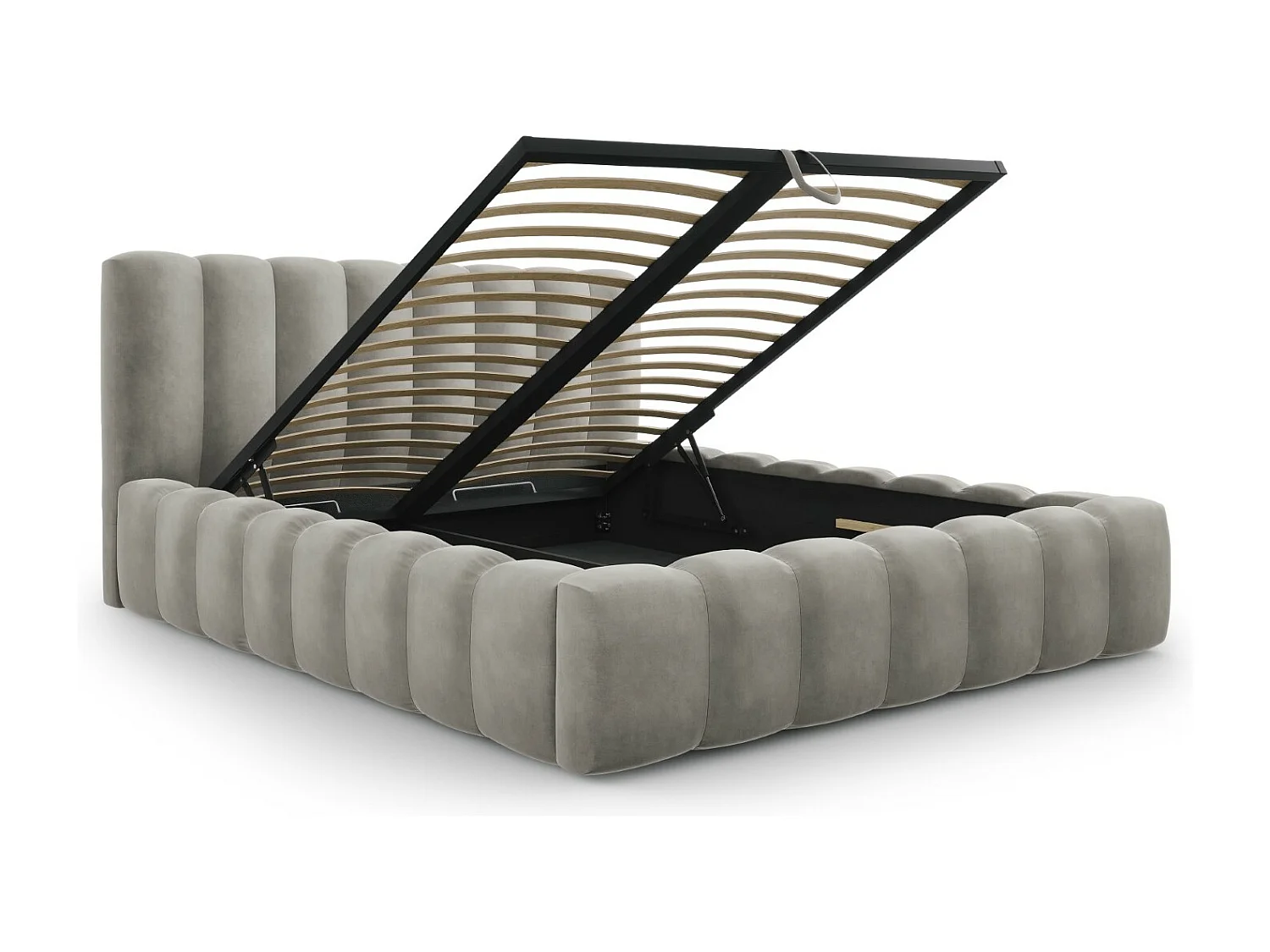 CXL by Christian Lacroix - Cama con cabecero y baúl "Ludivine" 140x200cm de terciopelo gris claro - 230x165x94cm