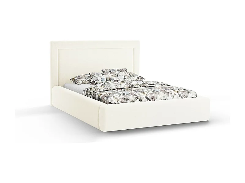 CXL by Christian Lacroix - Cama con cabecero y baúl "Valerie" 180x200cm de tejido chenilla marfil - 230x205x120cm