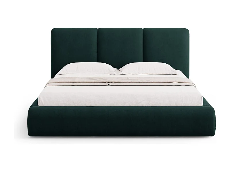 Cosmopolitan Design - Opbergbed met hoofdeinde "Nicolas" 140x200cm, Chenille, Flessengroen - 220x160x100cm