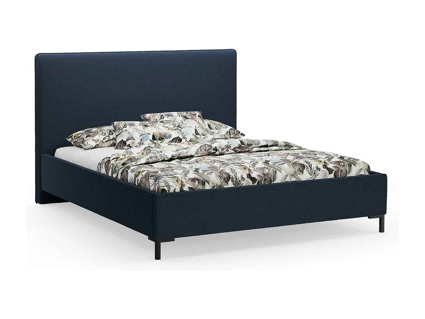 CXL by Christian Lacroix - Opbergbed met hoofdeinde "Polly" 140x200cm, Boucle, Donkerblauw - 220x150x120cm