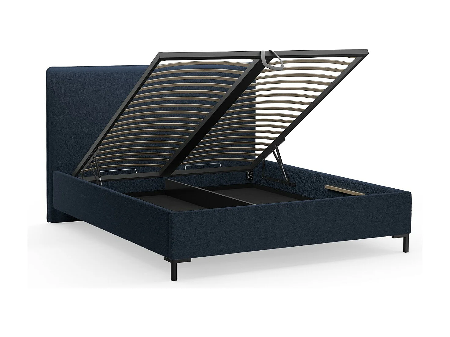 CXL by Christian Lacroix - Opbergbed met hoofdeinde "Polly" 140x200cm, Boucle, Donkerblauw - 220x150x120cm