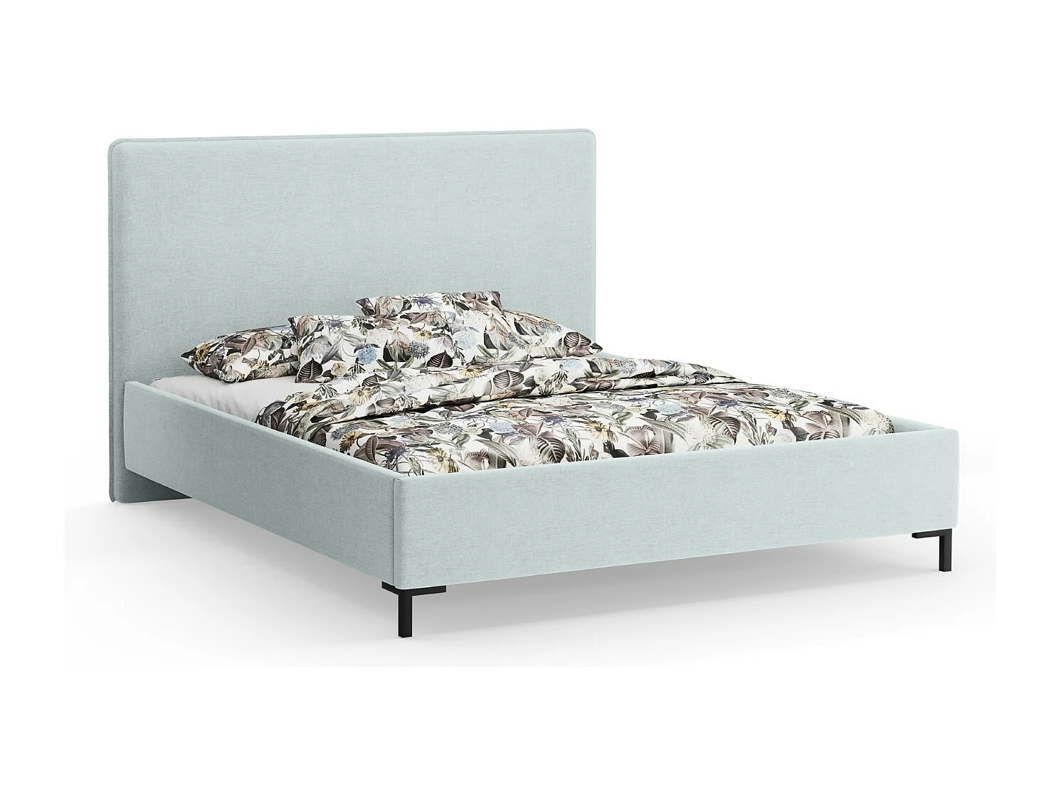 CXL by Christian Lacroix - Opbergbed met hoofdeinde "Polly" 160x200cm, Chenille, Satijn blauw - 220x170x120cm