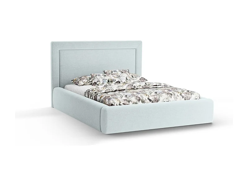 CXL by Christian Lacroix - Opbergbed met hoofdeinde "Valerie" 180x200cm, Chenille, Satijn blauw - 230x205x120cm