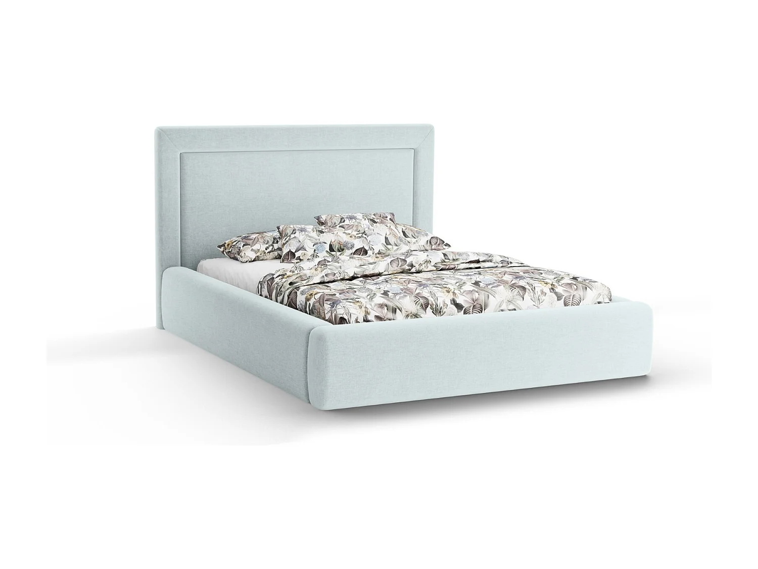 CXL by Christian Lacroix - Opbergbed met hoofdeinde "Valerie" 180x200cm, Chenille, Satijn blauw - 230x205x120cm