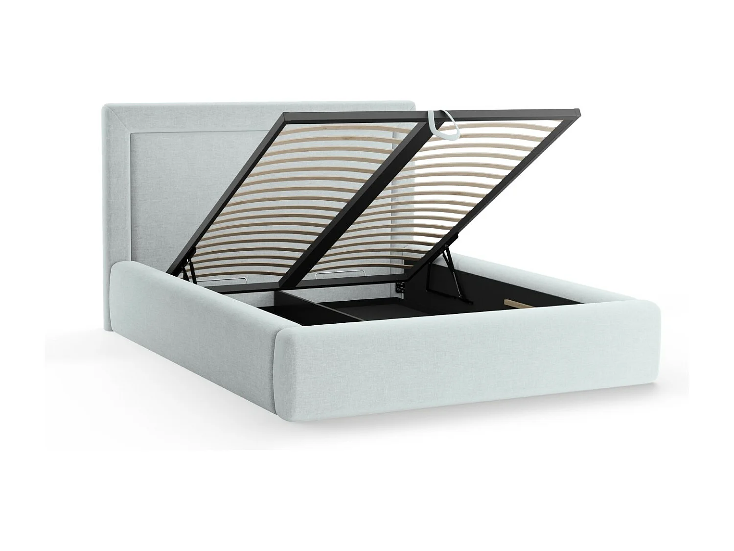 CXL by Christian Lacroix - Opbergbed met hoofdeinde "Valerie" 180x200cm, Chenille, Satijn blauw - 230x205x120cm