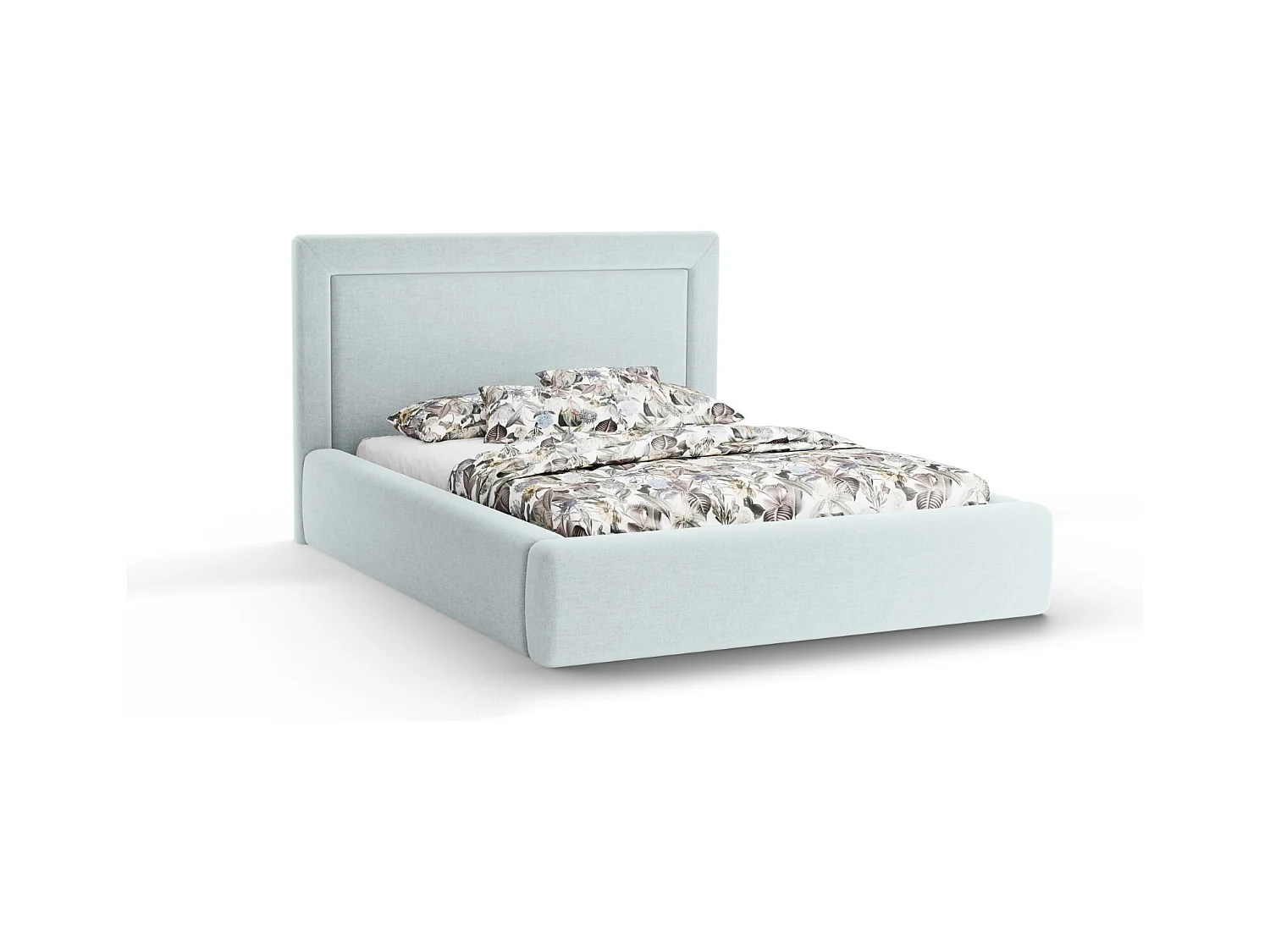 CXL by Christian Lacroix - Opbergbed met hoofdeinde "Valerie" 180x200cm, Chenille, Satijn blauw - 230x205x120cm