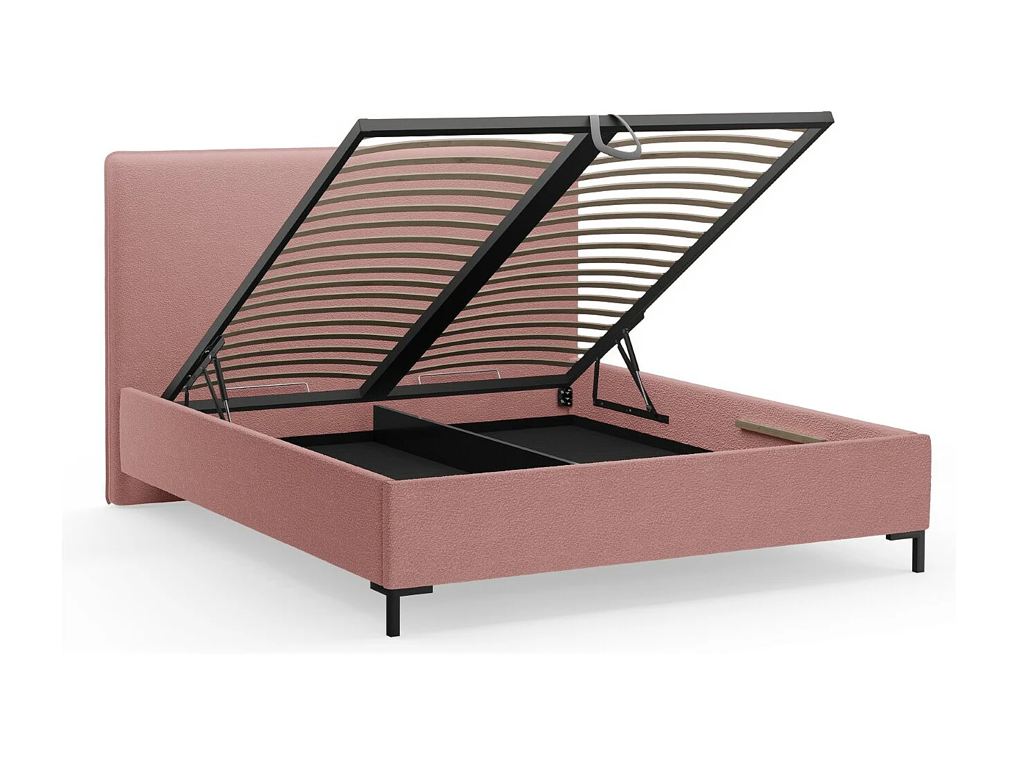 CXL by Christian Lacroix - Cama con cabecero y baúl "Polly" 180x200cm de tejido bouclé rosa - 220x190x120cm