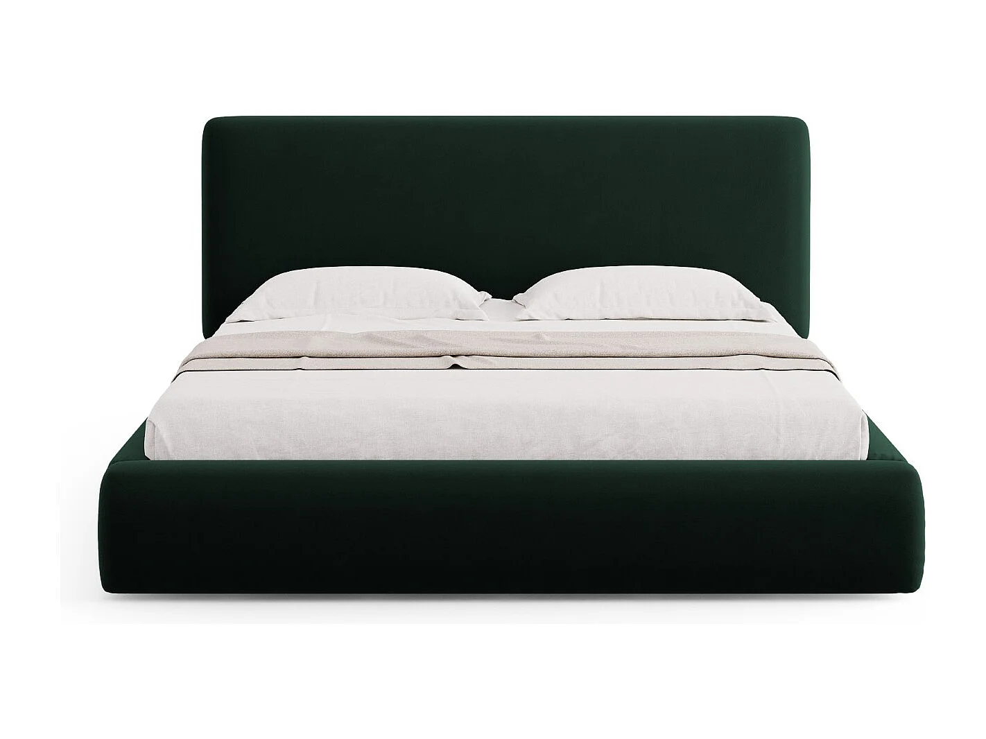 Cosmopolitan Design - Opbergbed met hoofdeinde "Colonel" 180x200cm, Flueel, Flessengroen - 220x200x100cm