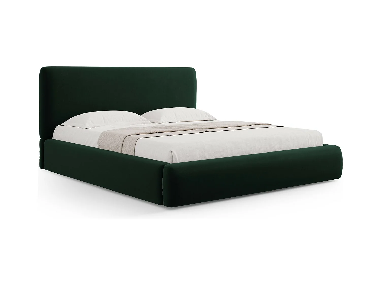 Cosmopolitan Design - Lit coffre avec tête de lit "Colonel" 180x200cm en velours vert bouteille - 220x200x100cm