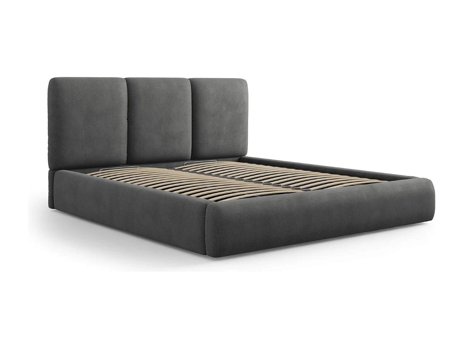 Cosmopolitan Design - Opbergbed met hoofdeinde "Nicolas" 180x200cm, Chenille, Donkergrijs - 220x200x100cm