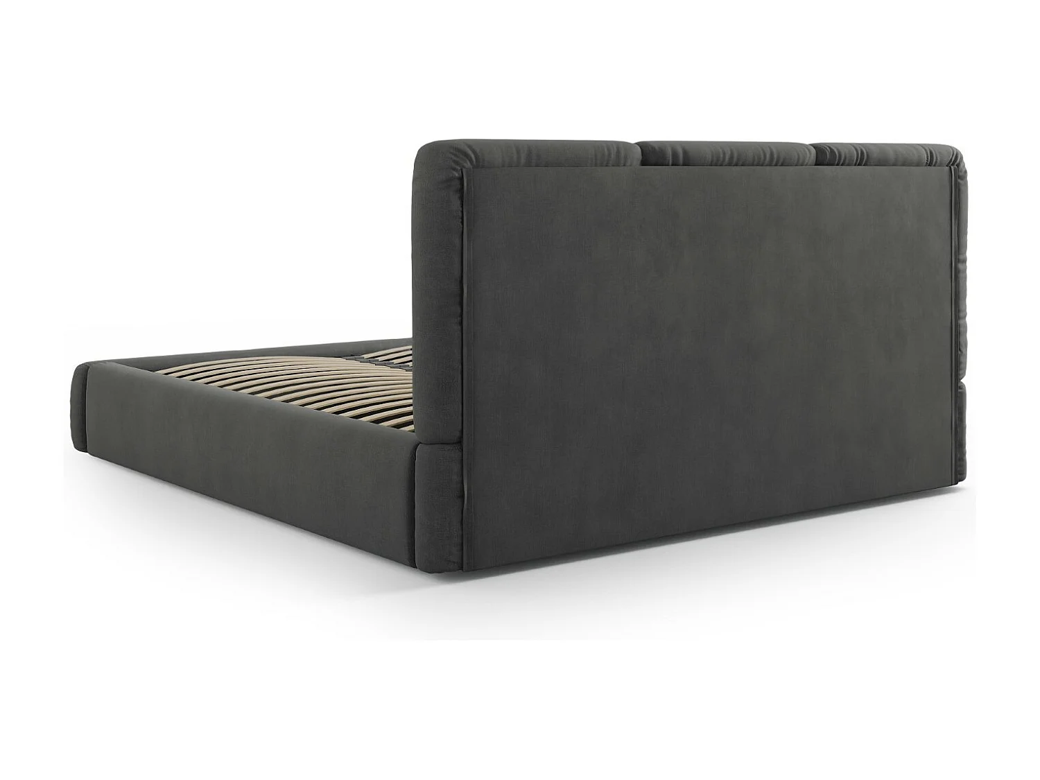 Cosmopolitan Design - Opbergbed met hoofdeinde "Nicolas" 180x200cm, Chenille, Donkergrijs - 220x200x100cm