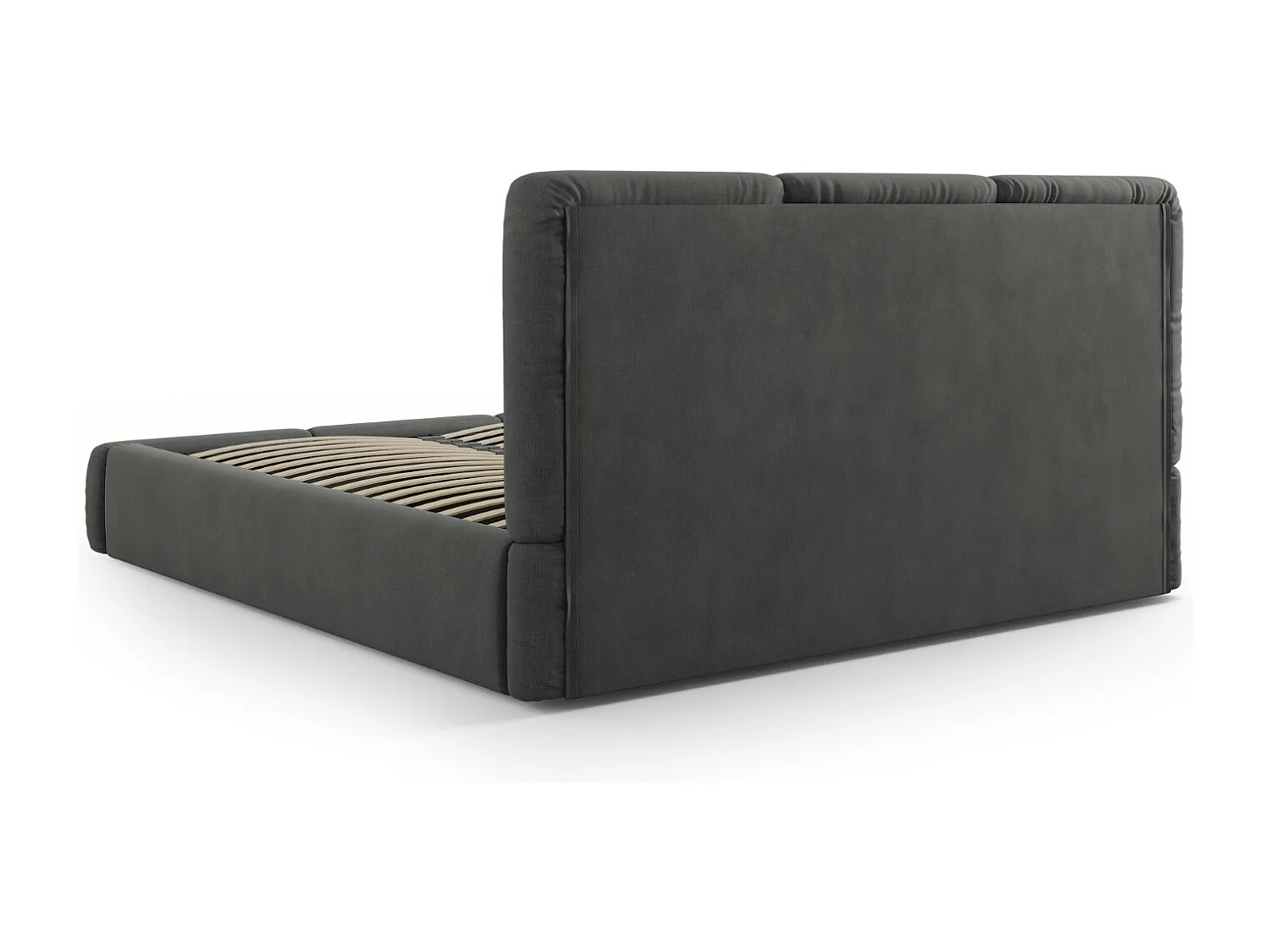 Cosmopolitan Design - Opbergbed met hoofdeinde "Nicolas" 180x200cm, Chenille, Donkergrijs - 220x200x100cm