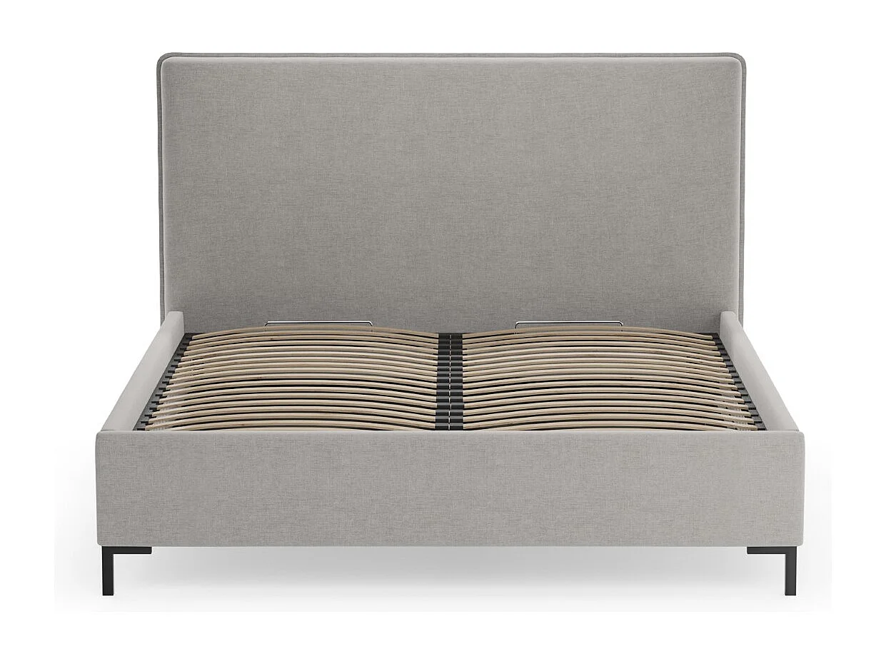 CXL by Christian Lacroix - Cama con cabecero y baúl "Polly" 140x200cm de tejido chenilla gris - 220x150x120cm