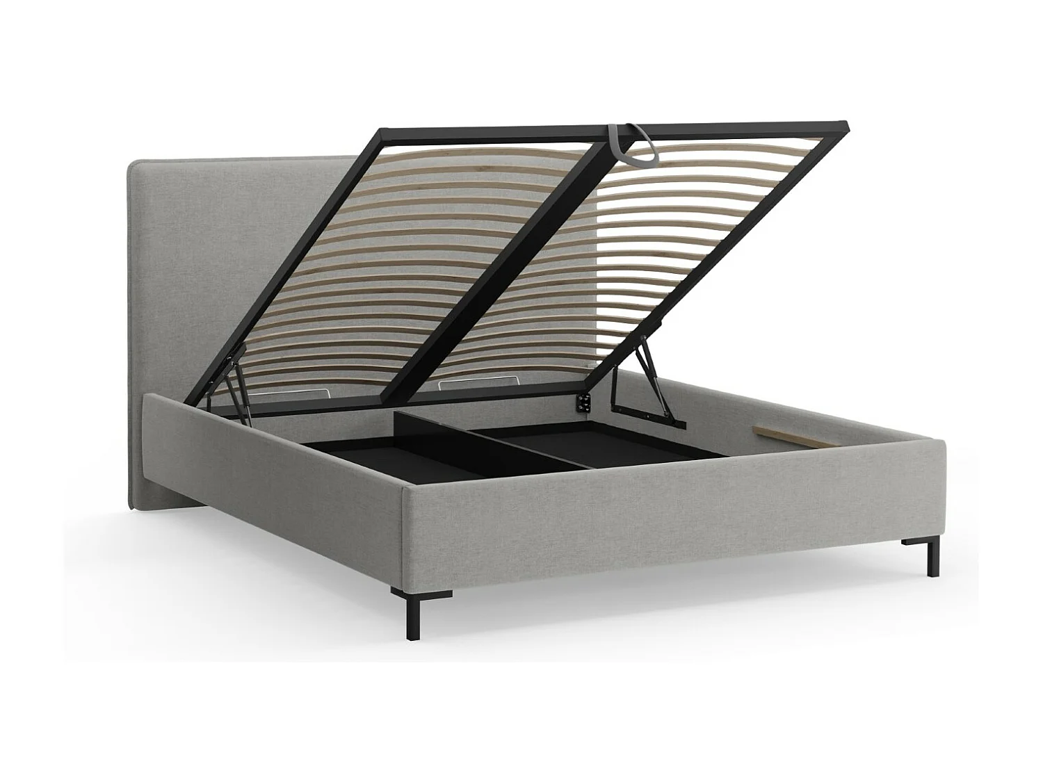 CXL by Christian Lacroix - Cama con cabecero y baúl "Polly" 140x200cm de tejido chenilla gris - 220x150x120cm