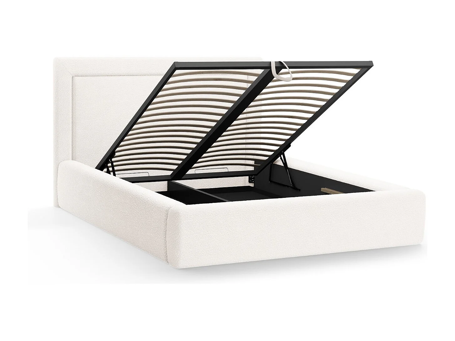 CXL by Christian Lacroix - Cama con cabecero y baúl "Valerie" 180x200cm de tejido bouclé blanco - 230x205x120cm