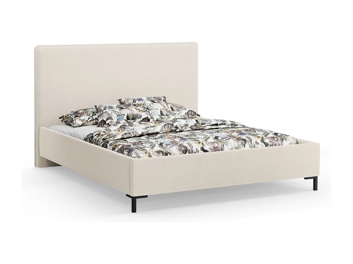 CXL by Christian Lacroix - Lit coffre avec tête de lit "Polly" 160x200cm en chenille beige clair - 220x170x120cm