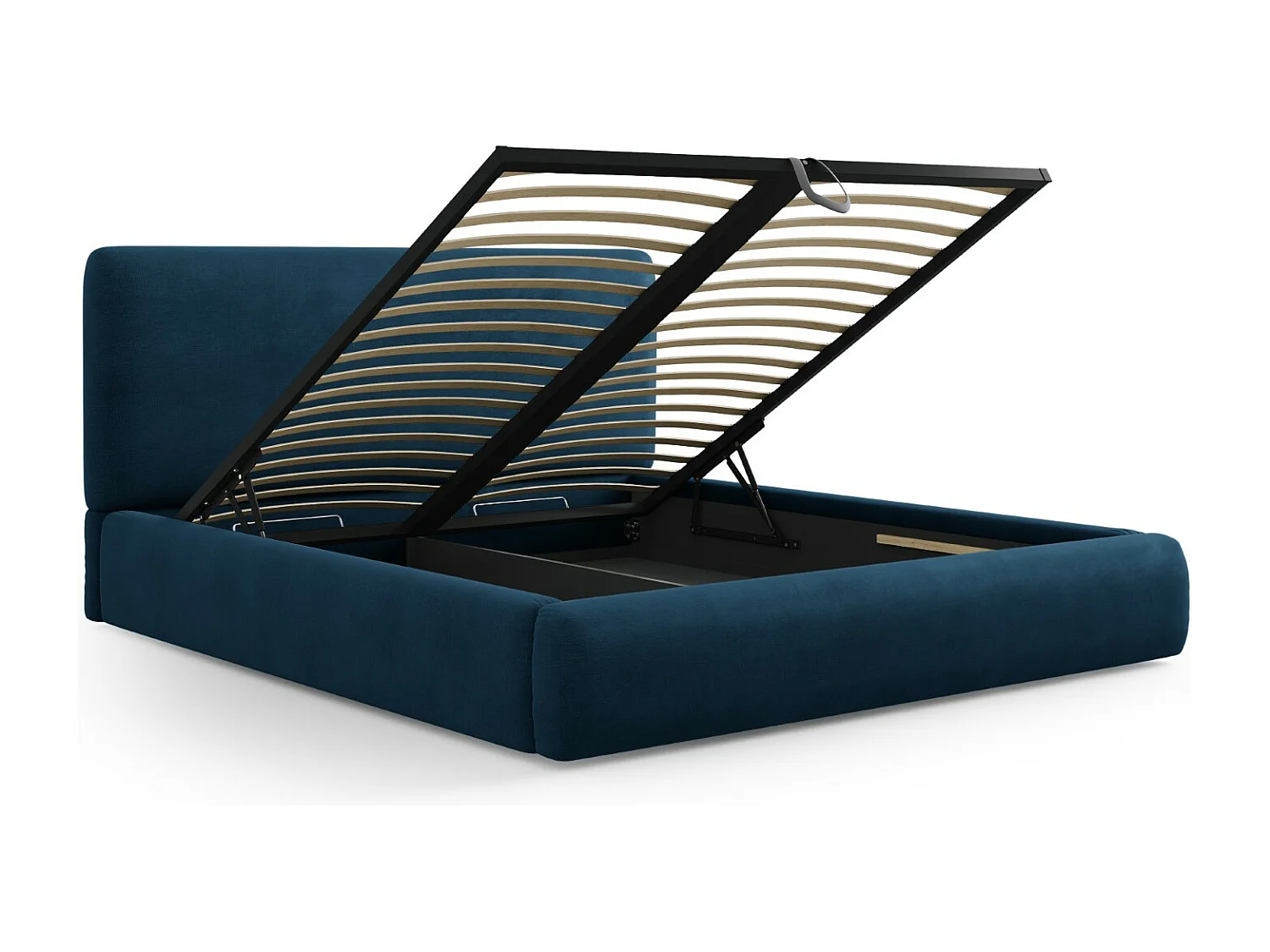 Cosmopolitan Design - Opbergbed met hoofdeinde "Colonel" 140x200cm, Chenille, Koningsblauw - 220x160x100cm