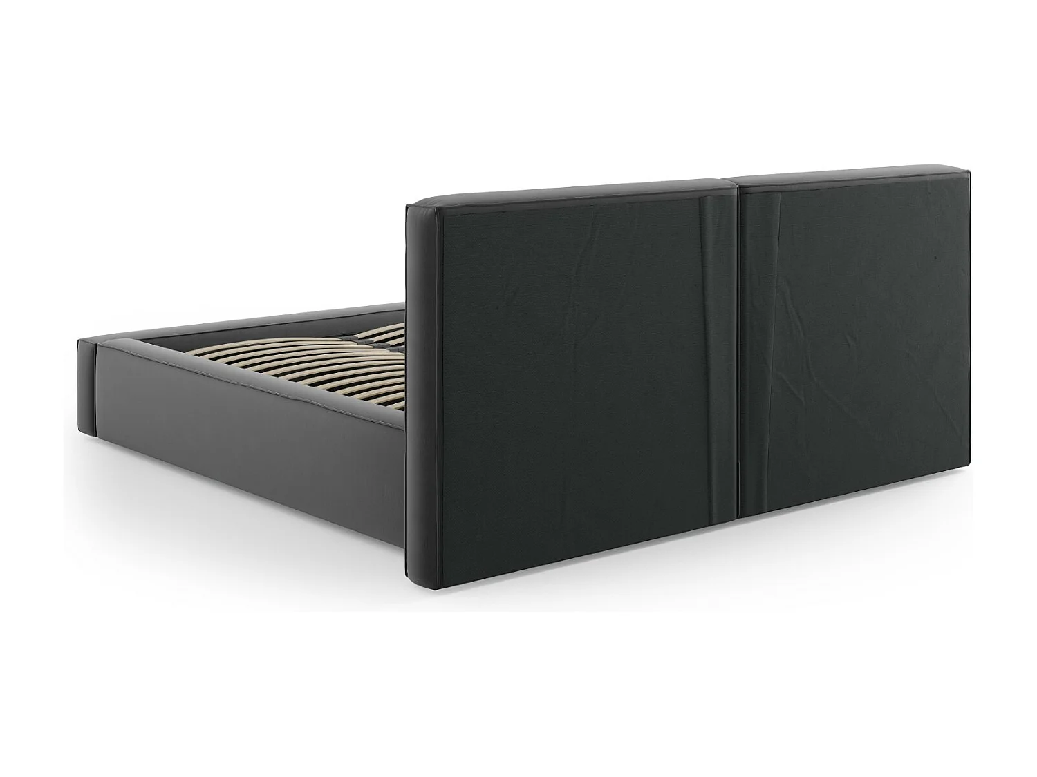 Cosmopolitan Design - Opbergbed met dubbel hoofdbord "Arendal" 140x200cm, Flueel, Grijs - 228x194x97.5cm