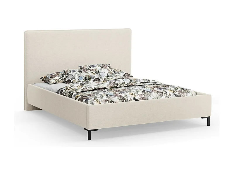 CXL by Christian Lacroix - Cama con cabecero y baúl "Polly" 140x200cm de tejido chenilla beige claro - 220x150x120cm