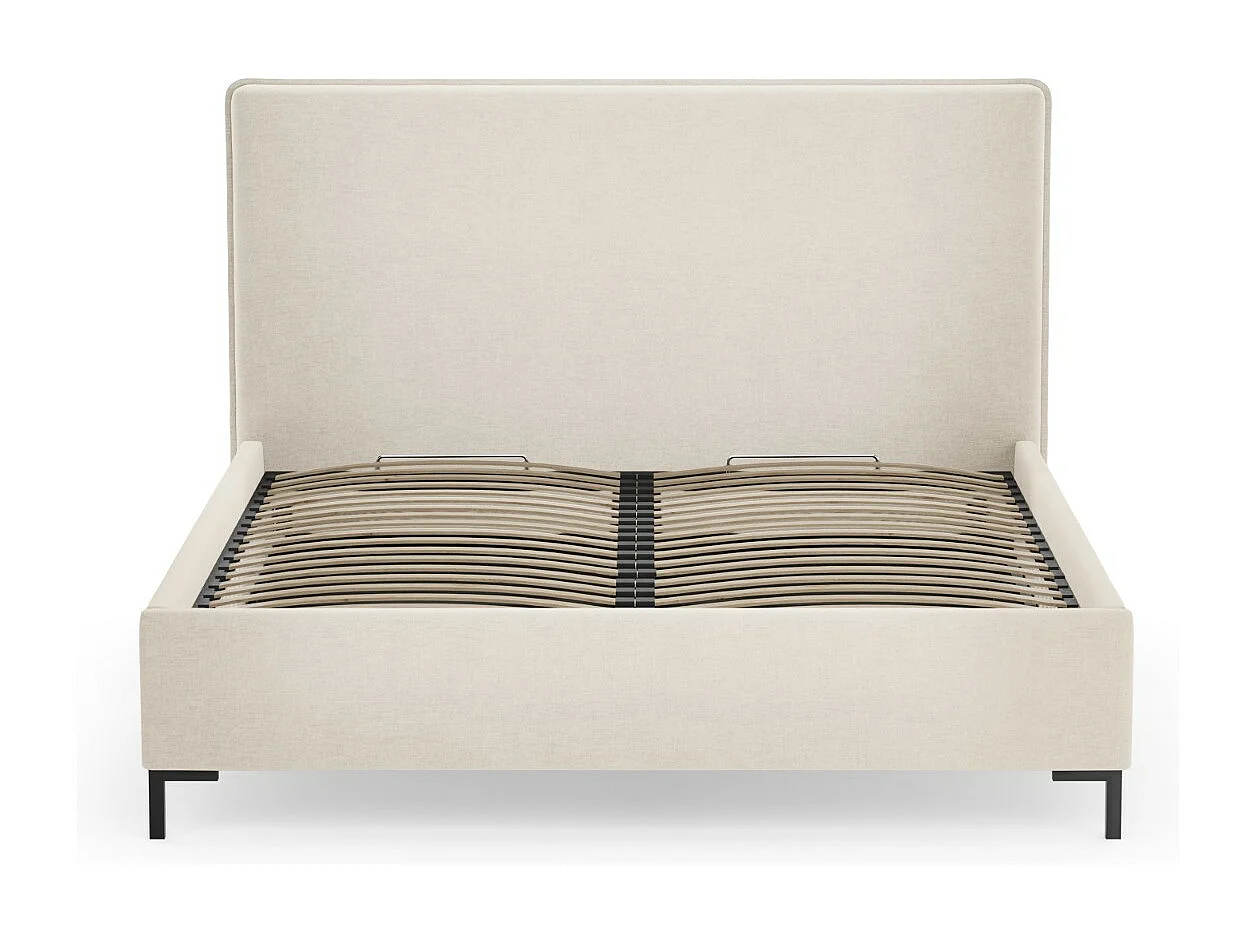 CXL by Christian Lacroix - Cama con cabecero y baúl "Polly" 140x200cm de tejido chenilla beige claro - 220x150x120cm