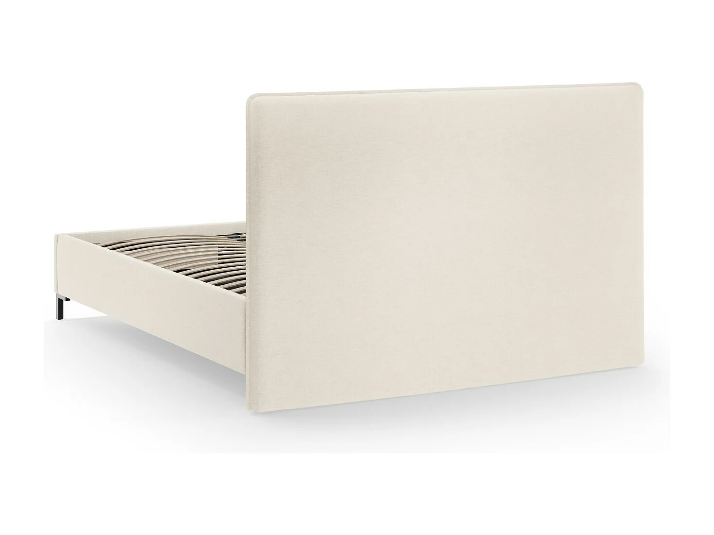 CXL by Christian Lacroix - Lit coffre avec tête de lit "Polly" 140x200cm en chenille beige clair - 220x150x120cm