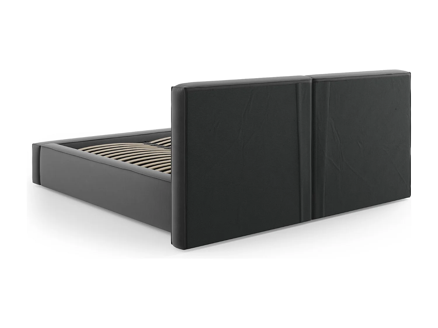 Cosmopolitan Design - Opbergbed met dubbel hoofdbord "Arendal" 180x200cm, Flueel, Grijs - 228x234x97.5cm