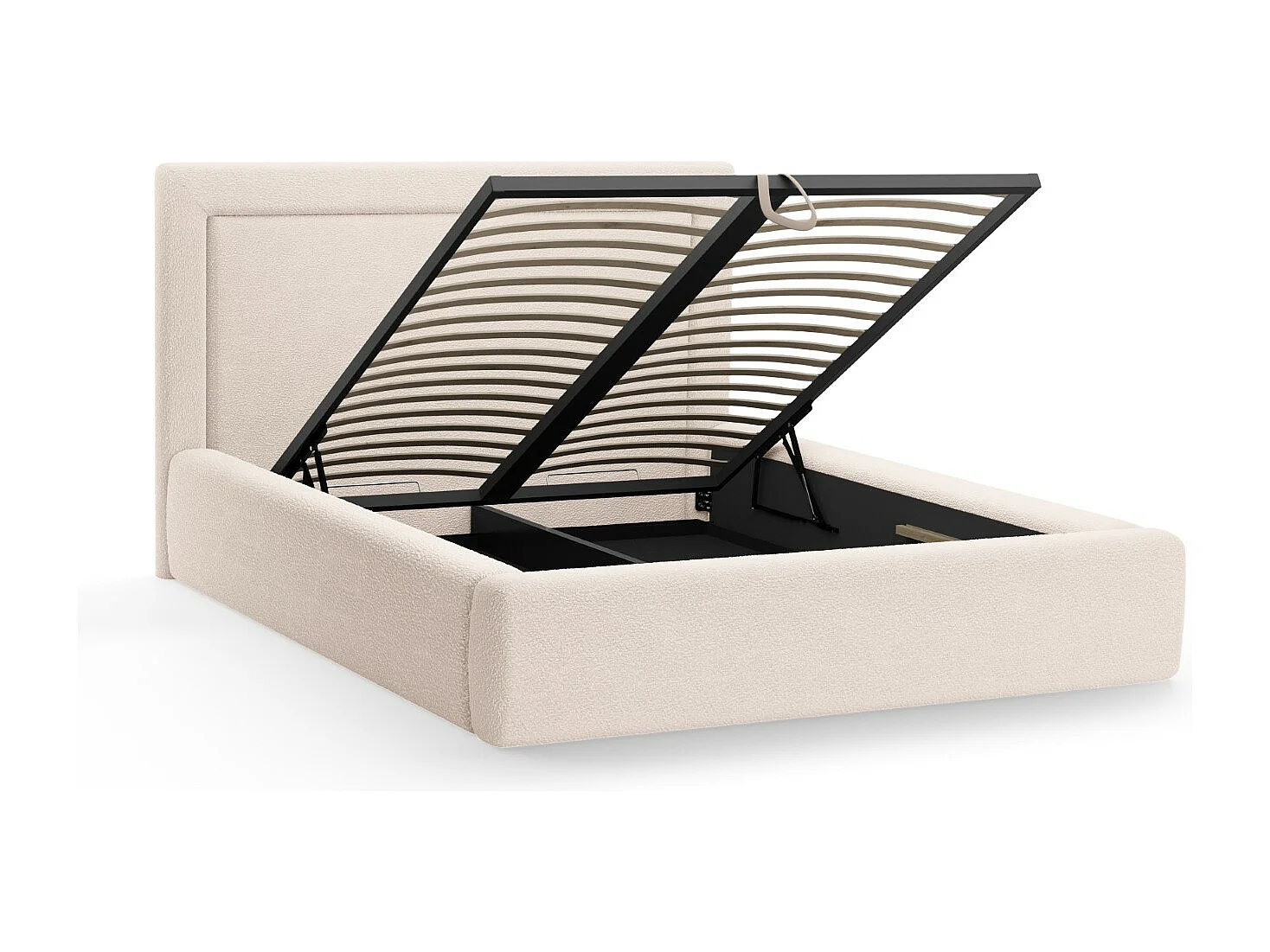 CXL by Christian Lacroix - Lit coffre avec tête de lit "Valerie" 180x200cm en bouclé beige - 230x205x120cm