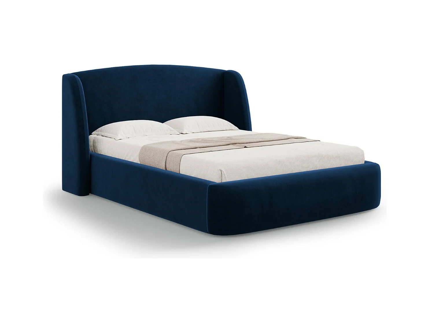 CXL by Christian Lacroix - Opbergbed met hoofdeinde "Aude" 160x200cm, Flueel, Koningsblauw - 216x182x103cm