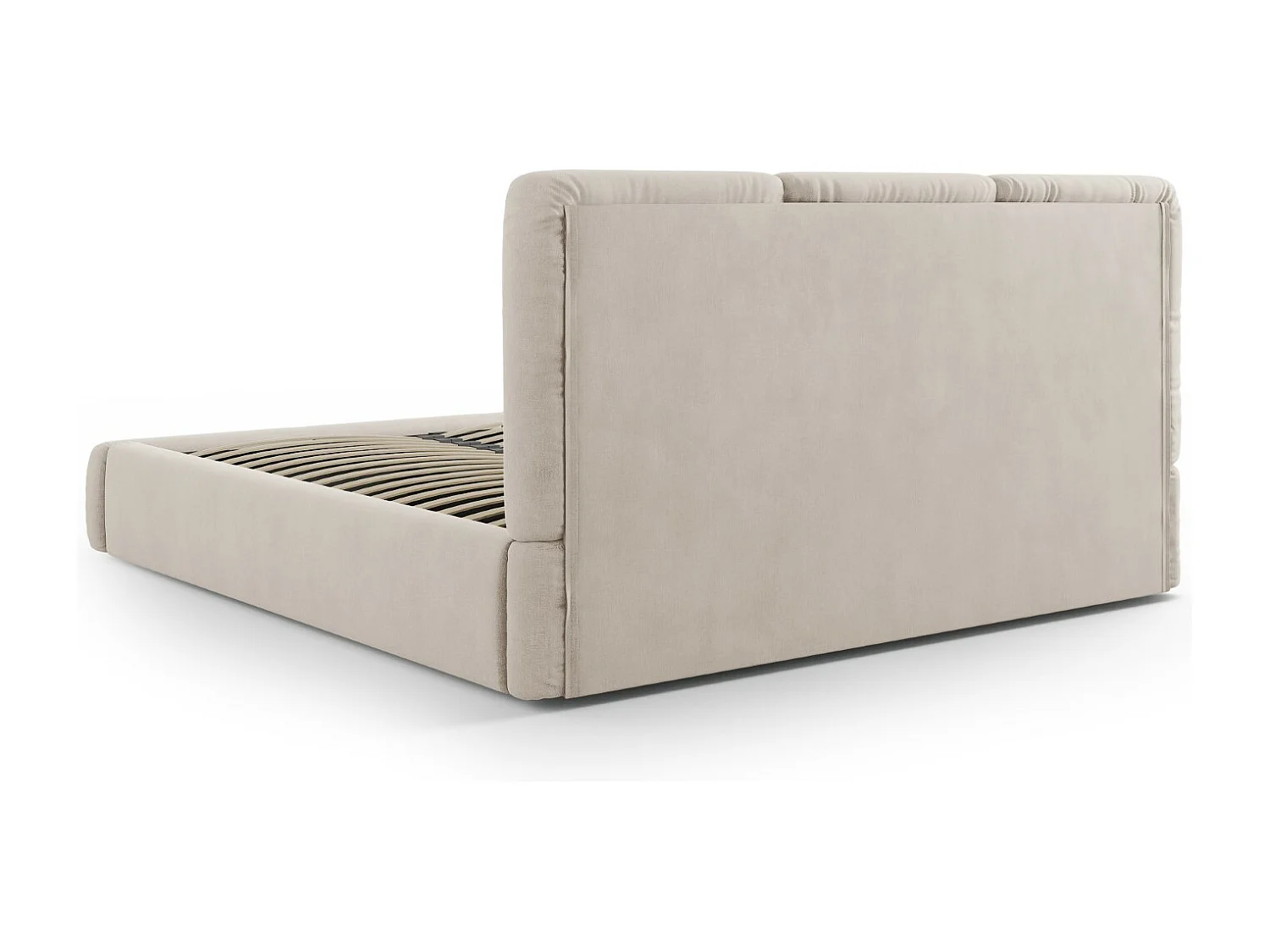 Cosmopolitan Design - Opbergbed met hoofdeinde "Nicolas" 160x200cm, Chenille, Beige - 220x180x100cm