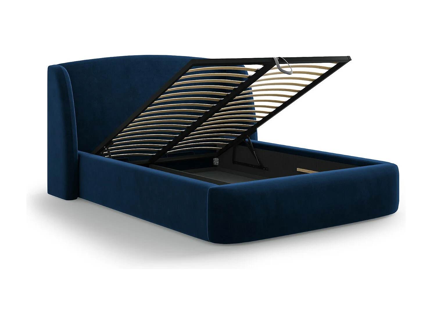 CXL by Christian Lacroix - Letto a cassettone con testiera "Aude" 180x200cm in velluto blu reale - 216x202x103cm