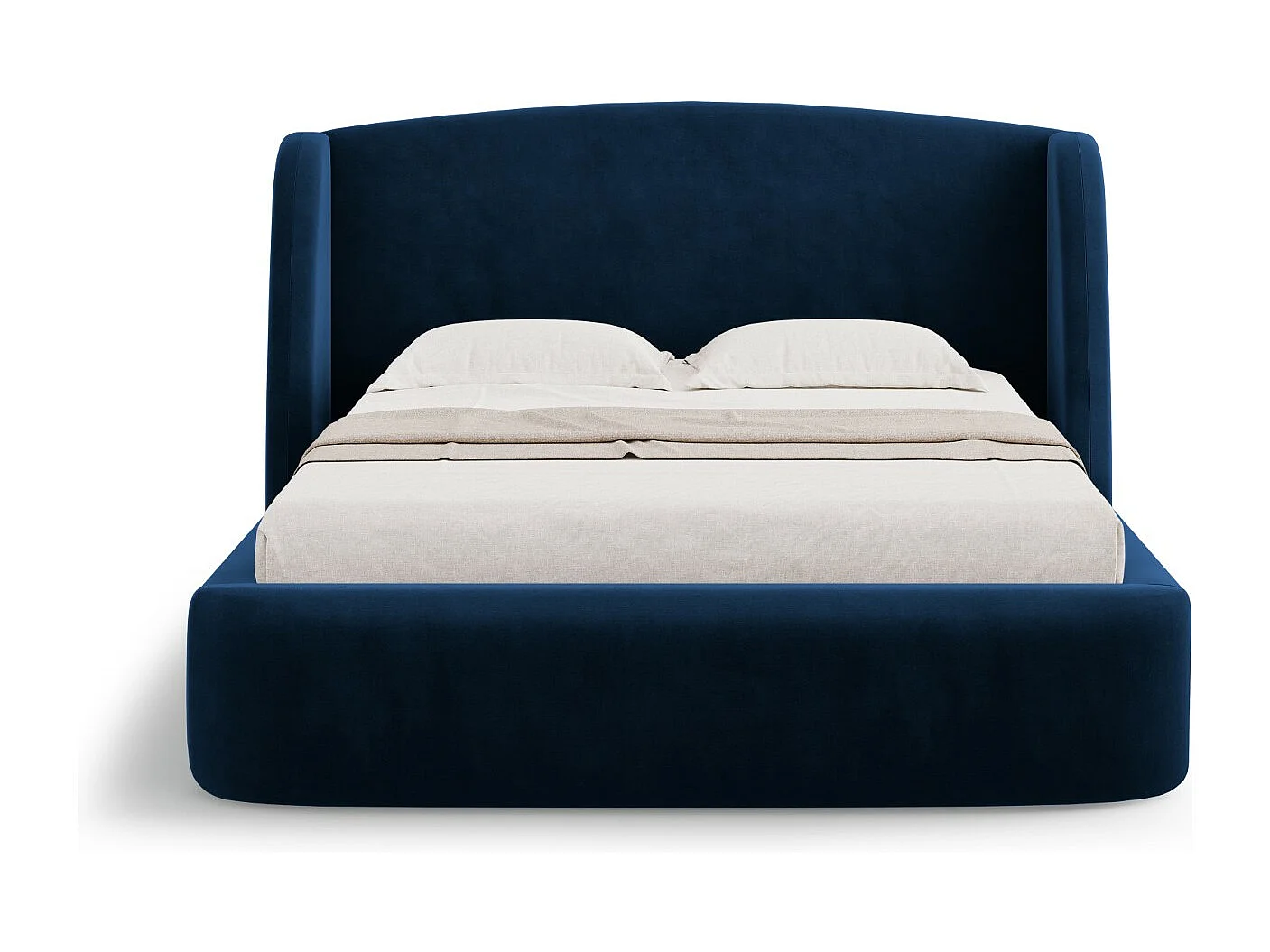 CXL by Christian Lacroix - Lit coffre avec tête de lit "Aude" 180x200cm en velours bleu roi - 216x202x103cm