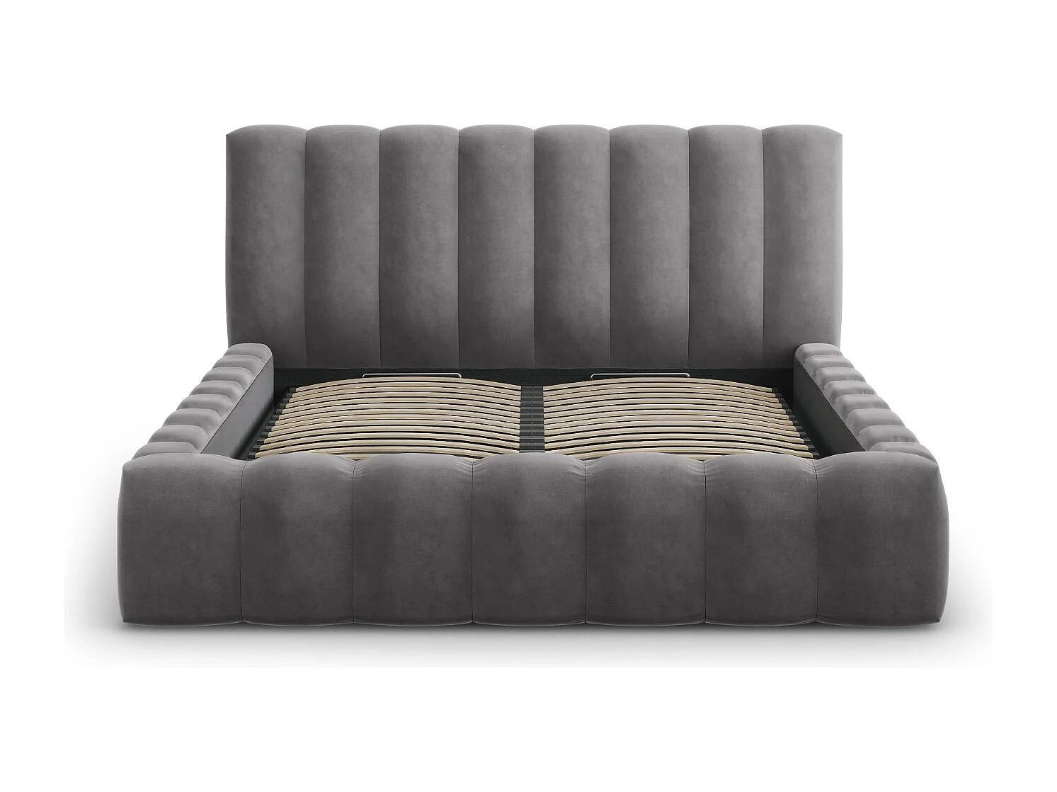 CXL by Christian Lacroix - Opbergbed met hoofdeinde "Ludivine" 180x200cm, Flueel, Grijs - 230x205x94cm