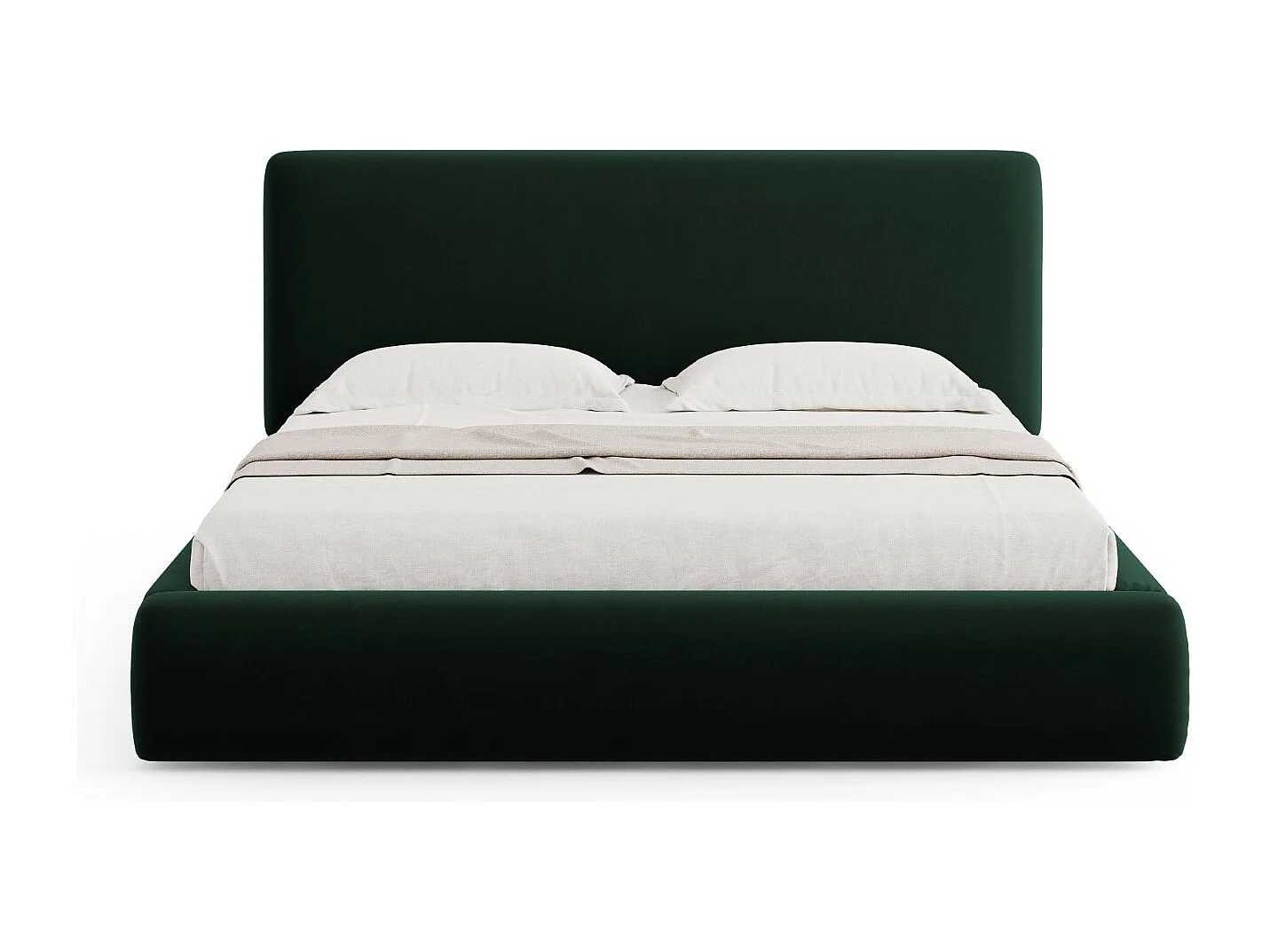 Cosmopolitan Design - Opbergbed met hoofdeinde "Colonel" 140x200cm, Flueel, Flessengroen - 220x160x100cm