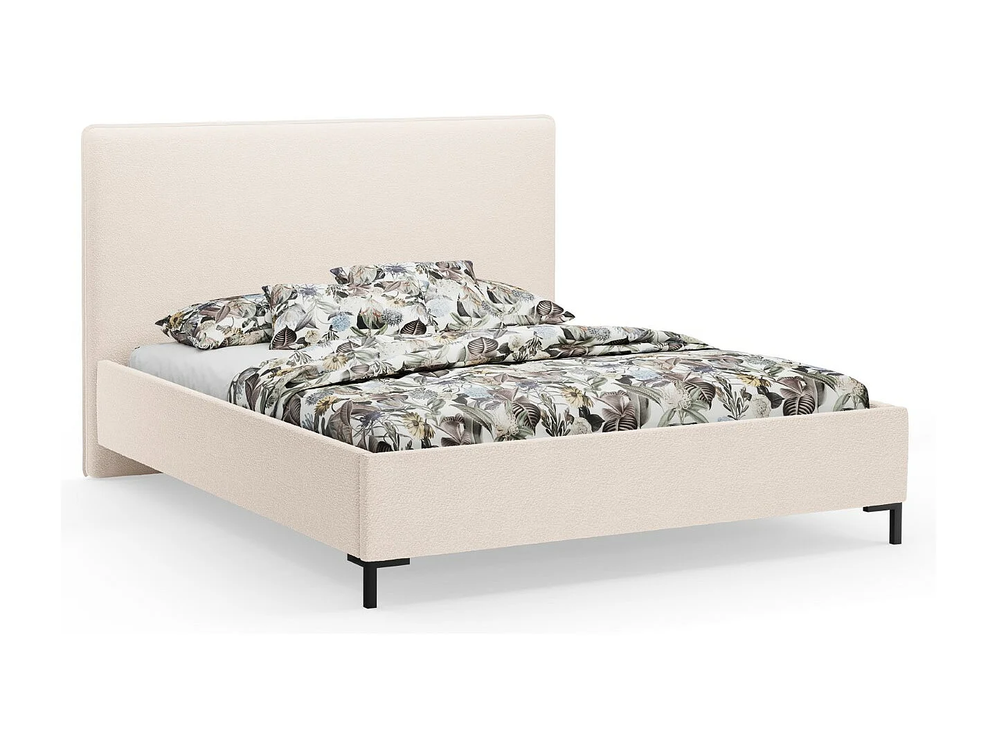 CXL by Christian Lacroix - Bett mit Bettkasten und Kopfteil "Polly" 160x200cm aus Boucle beige - 220x170x120cm