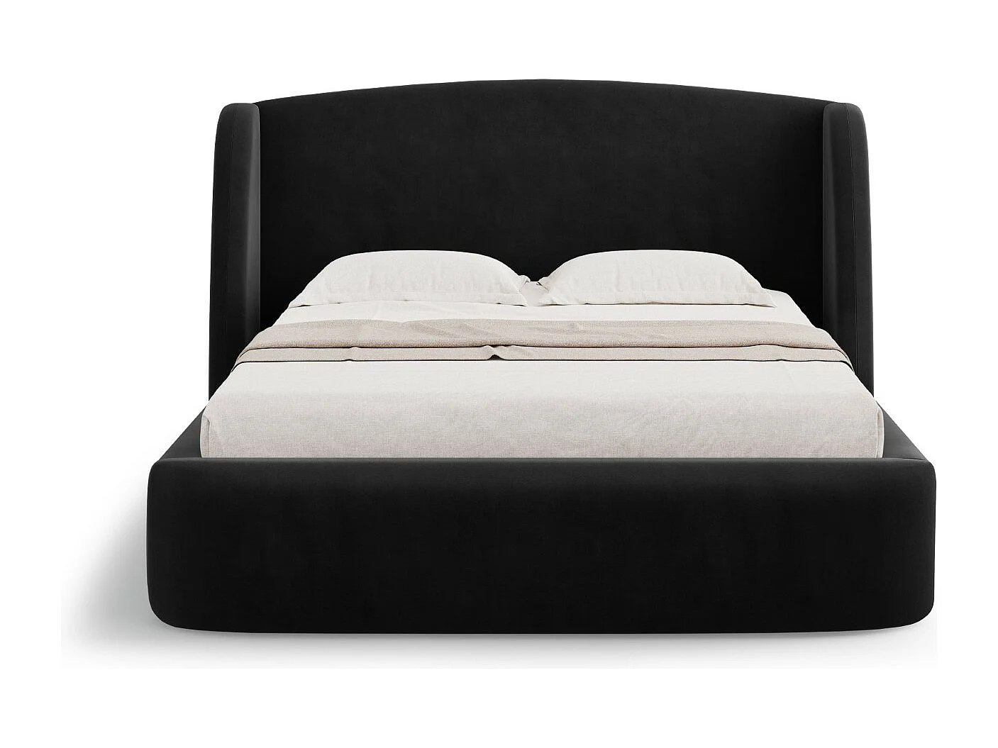 CXL by Christian Lacroix - Cama con cabecero y baúl "Aude" 140x200cm de terciopelo negro - 216x162x103cm