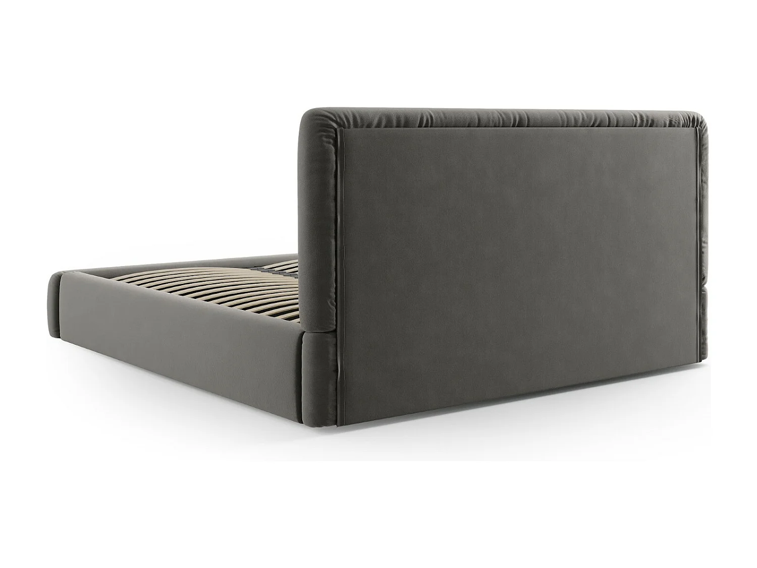 Cosmopolitan Design - Opbergbed met hoofdeinde "Colonel" 140x200cm, Flueel, Lichtgrijs - 220x160x100cm