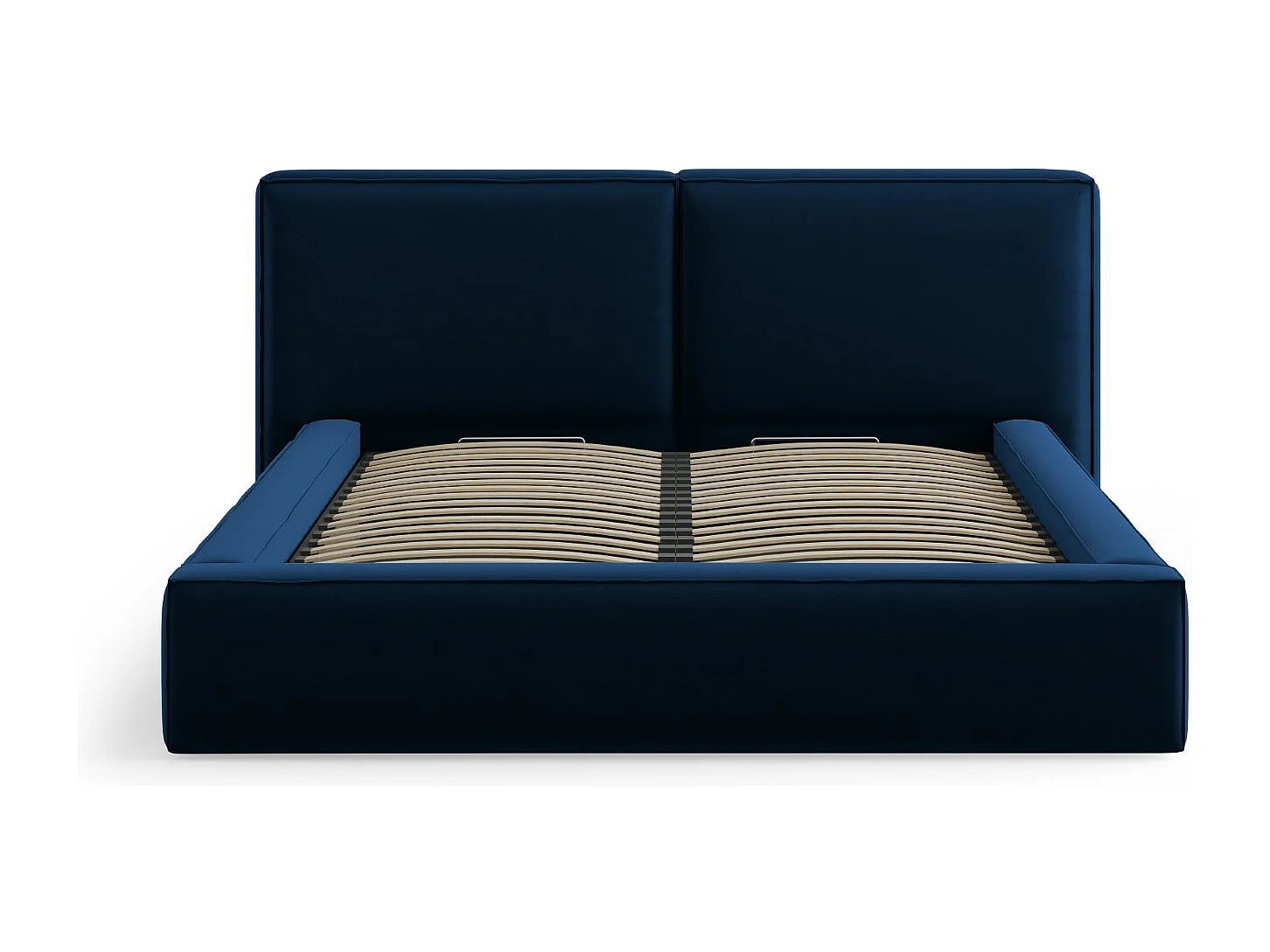 Cosmopolitan Design - Lit coffre avec tête de lit double "Arendal" 180x200cm en velours bleu roi - 228x234x97.5cm