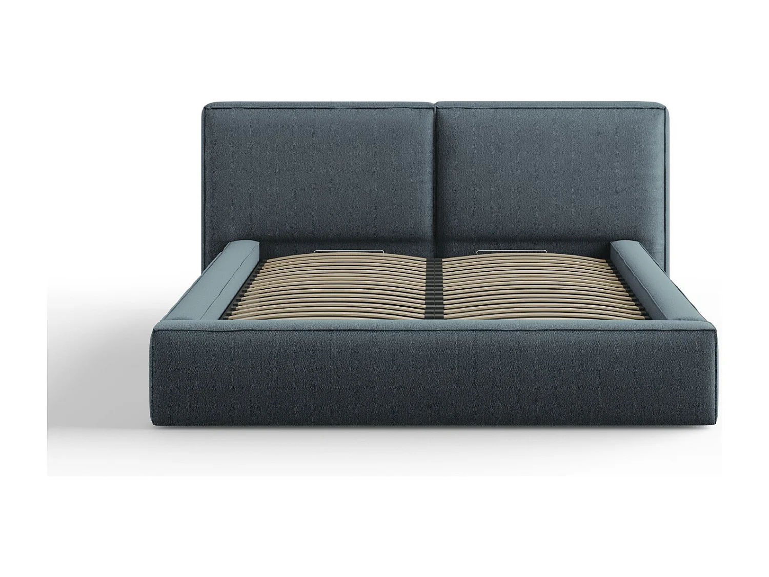 Cosmopolitan Design - Cama con cabecero doble y baúl "Arendal" 160x200cm de tejido estructural azul - 228x214x97.5cm