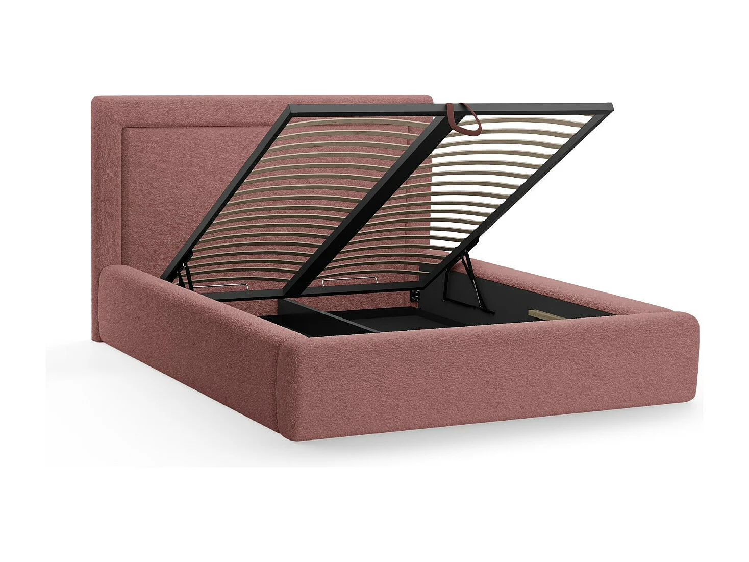 CXL by Christian Lacroix - Bett mit Bettkasten und Kopfteil "Valerie" 200x200cm aus Boucle rosa - 230x225x120cm