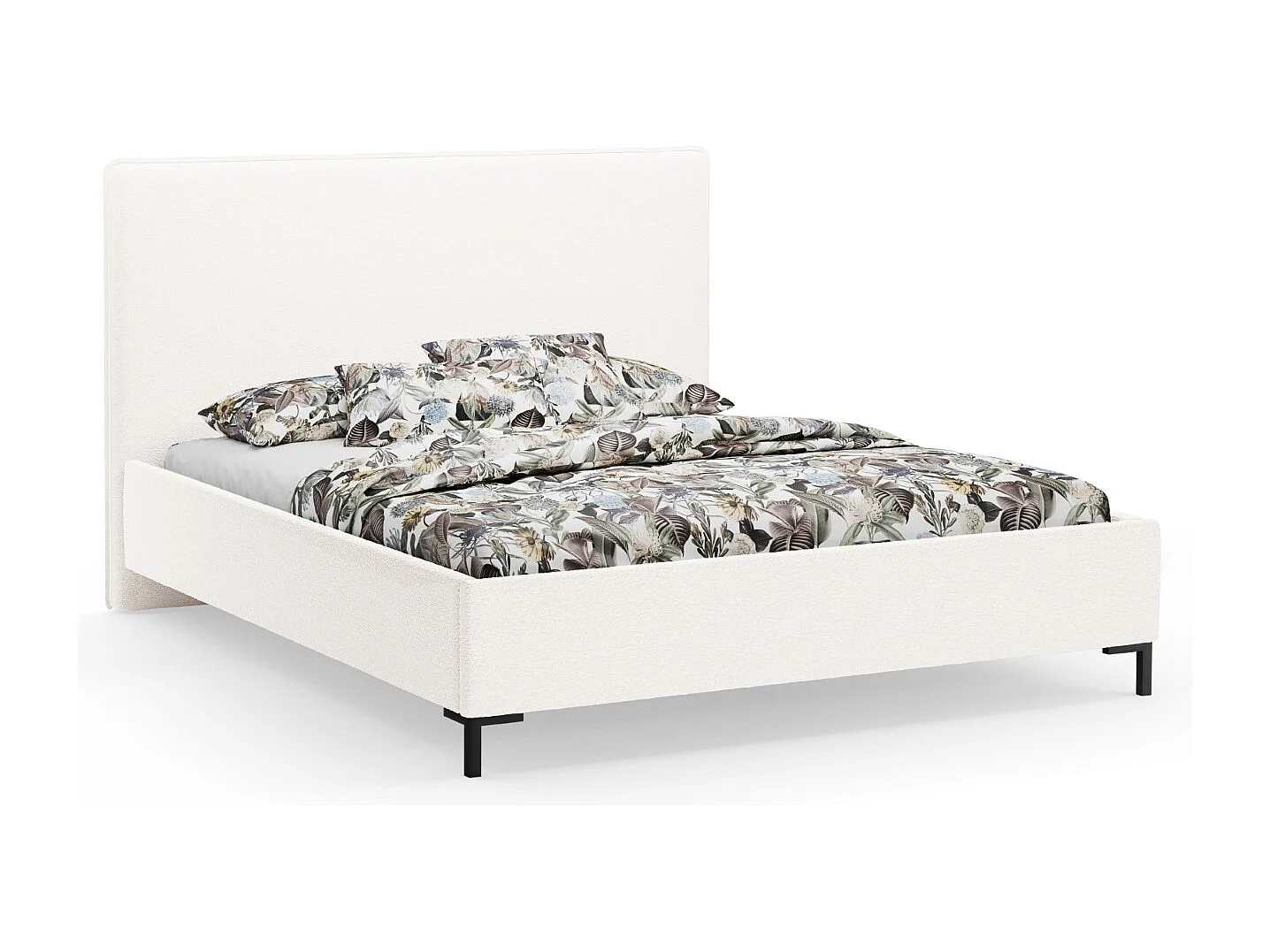 CXL by Christian Lacroix - Letto a cassettone con testiera "Polly" 180x200cm in bouclé bianco - 220x190x120cm
