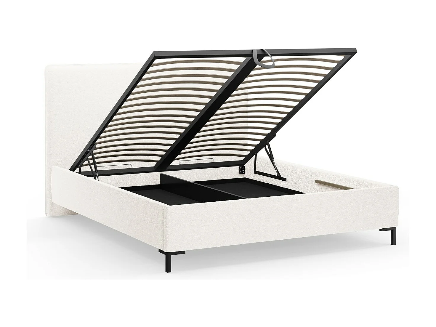 CXL by Christian Lacroix - Letto a cassettone con testiera "Polly" 180x200cm in bouclé bianco - 220x190x120cm