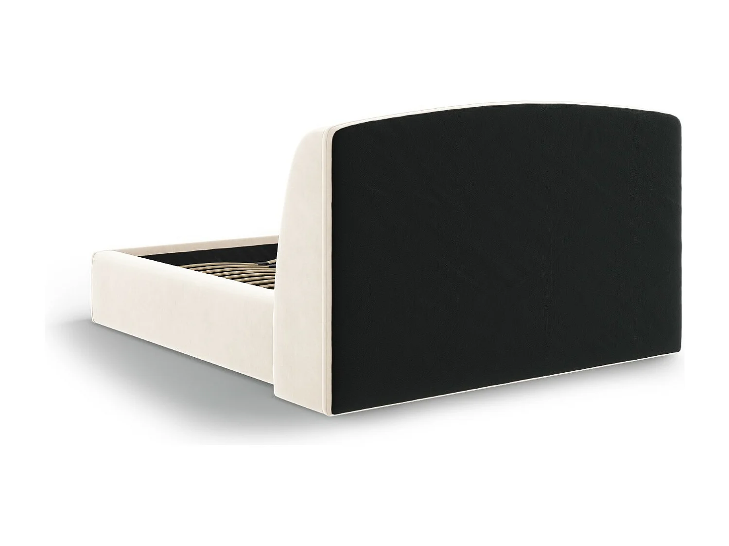 CXL by Christian Lacroix - Opbergbed met hoofdeinde "Aude" 140x200cm, Flueel, Lichtbeige - 216x162x103cm