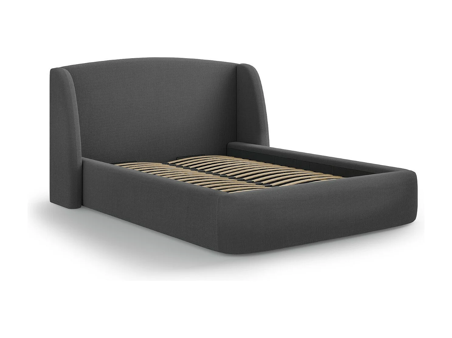 CXL by Christian Lacroix - Opbergbed met hoofdeinde "Aude" 180x200cm, Structurele stof, Donkergrijs - 216x202x103cm